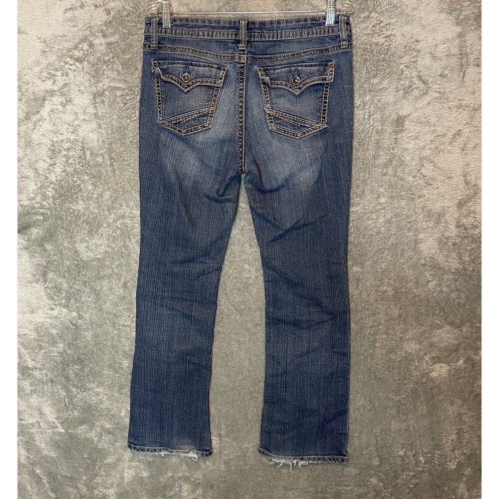 Ana Women Mid Rise Bootcut Denim Jean 12 Flap Pocket Stretch Whiskered Normcore